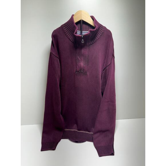 Original Weatherproof Vintage Men’s Sweater Medium Burgundy Quarter Zip - Picture 1 of 11